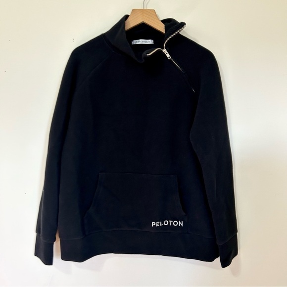 Peloton Ribbed Funnel Neck Sweatshirt in Black sz M - Picture 1 of 3